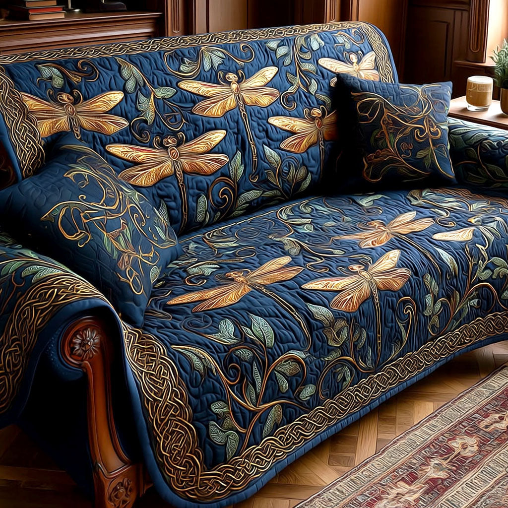 Golden Garden Quilted Sofa Cover Seat Covers For Couches Dragonfly Gift Items