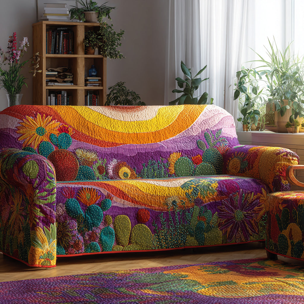 Golden Garden Quilted Sofa Cover Winter Living Room Decor Gifts For Family