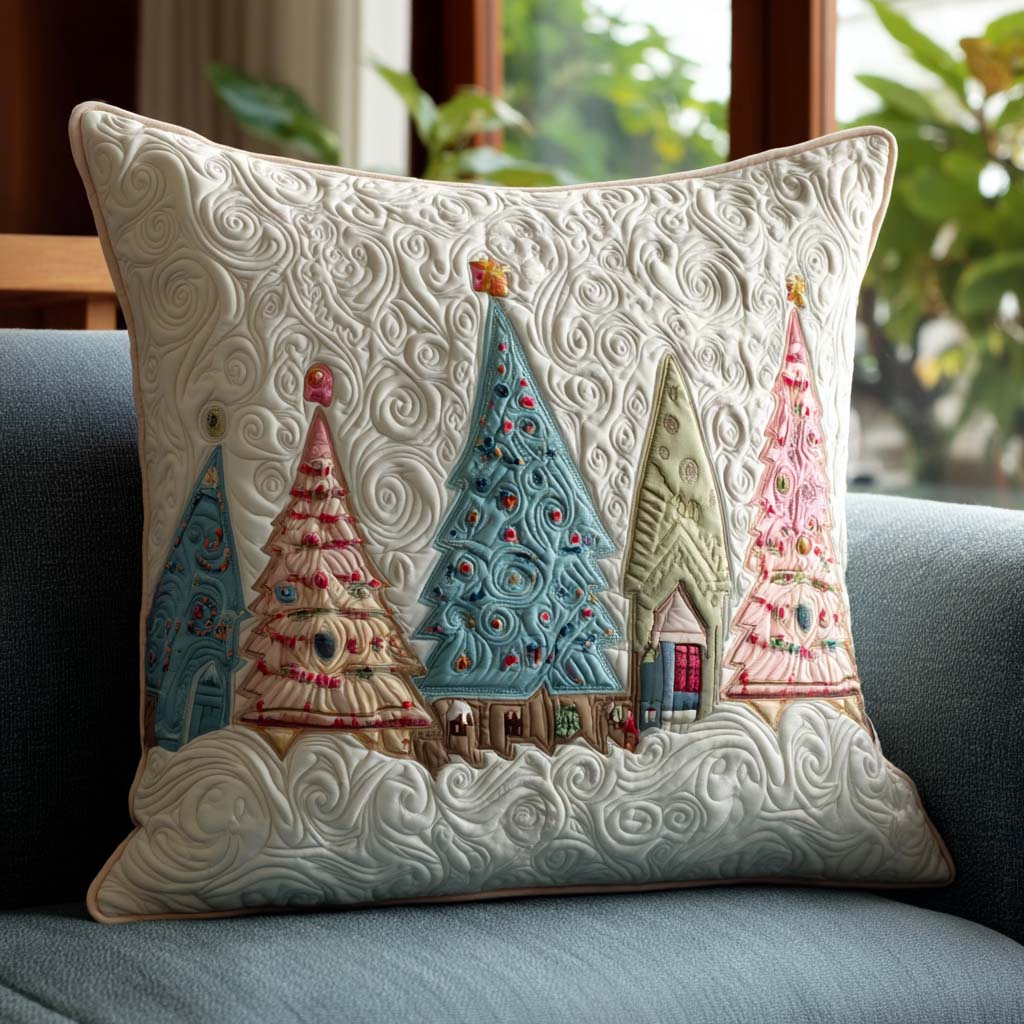 Golden Garland Tree Quilted Pillow Case Holiday Pillow Cases Family Christmas Presents