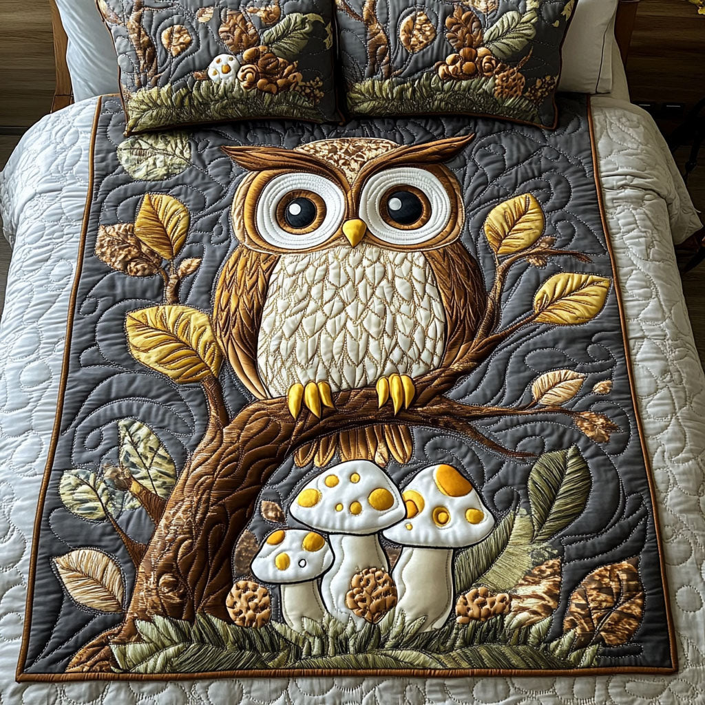 Golden Gaze Quilted Bedding Set Best Comforter Sets Owl Presents For Her