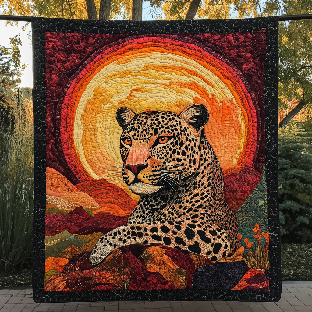 Golden Gaze Quilted Blanket Leopard Blanket Leopard Print Presents