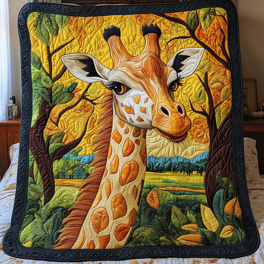 Golden Giraffe Bliss Quilted Blanket Sofa Couch Throw Blanket Gifts For Your Giraffe Lovers