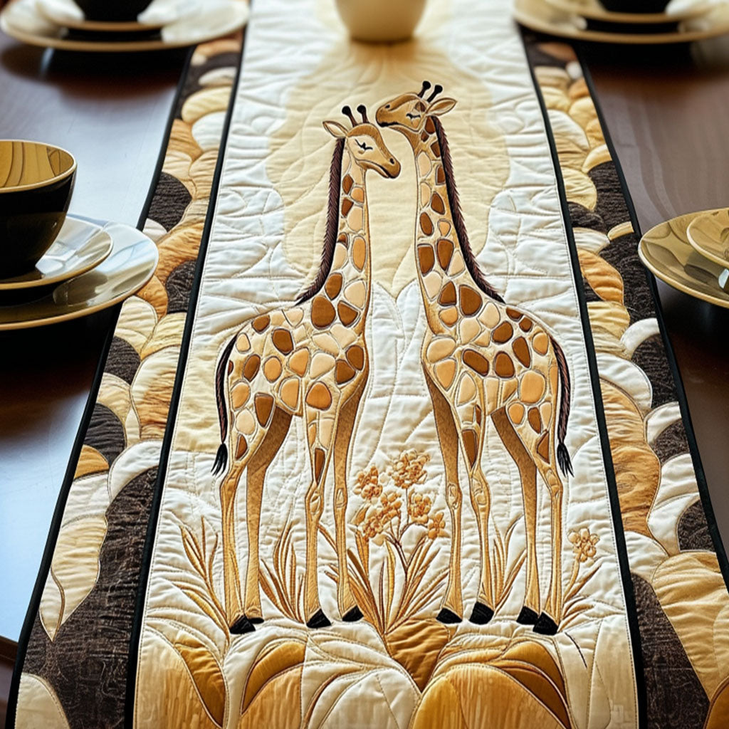 Golden Giraffe Duo Quilted Table Runner Dining Table Decor Ideas Giraffe Christmas Gifts