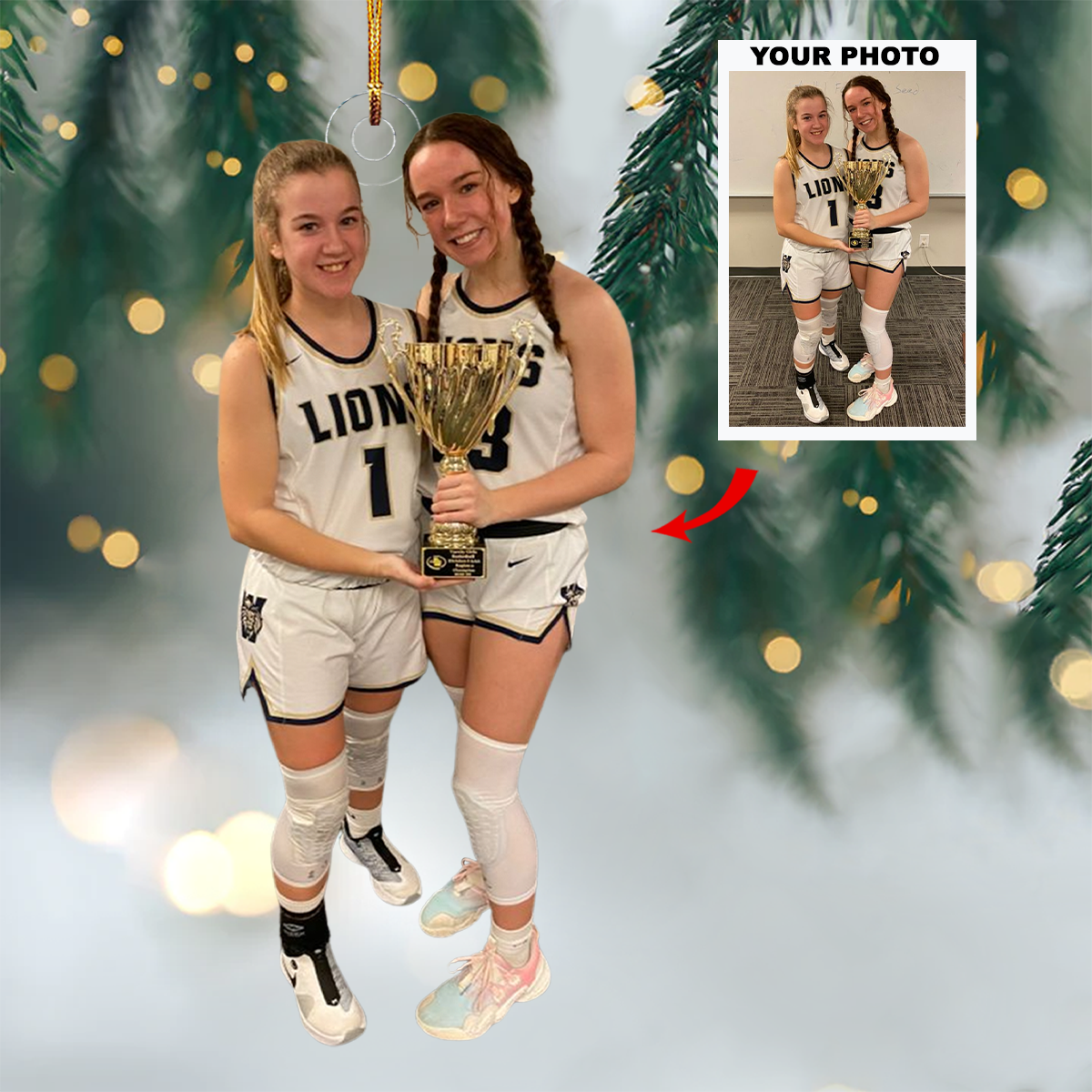 Golden Glory Personalized Photo Mica Ornament Gift For Friends Besties