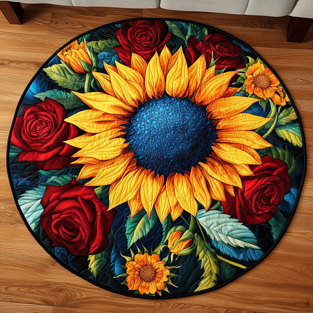 Golden Glory Quilted Round Mat Front Entryway Ideas Sunflower Gifts For Grandma