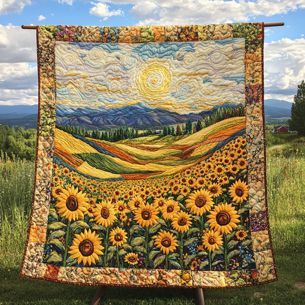 Golden Glow Quilted Blanket Bedroom Decor Christmas Sunflower Gift Items