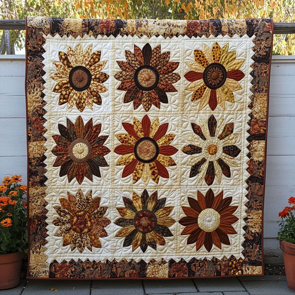 Golden Glow Quilted Blanket Best Throw Blanket Sunflower Christmas Gift Ideas