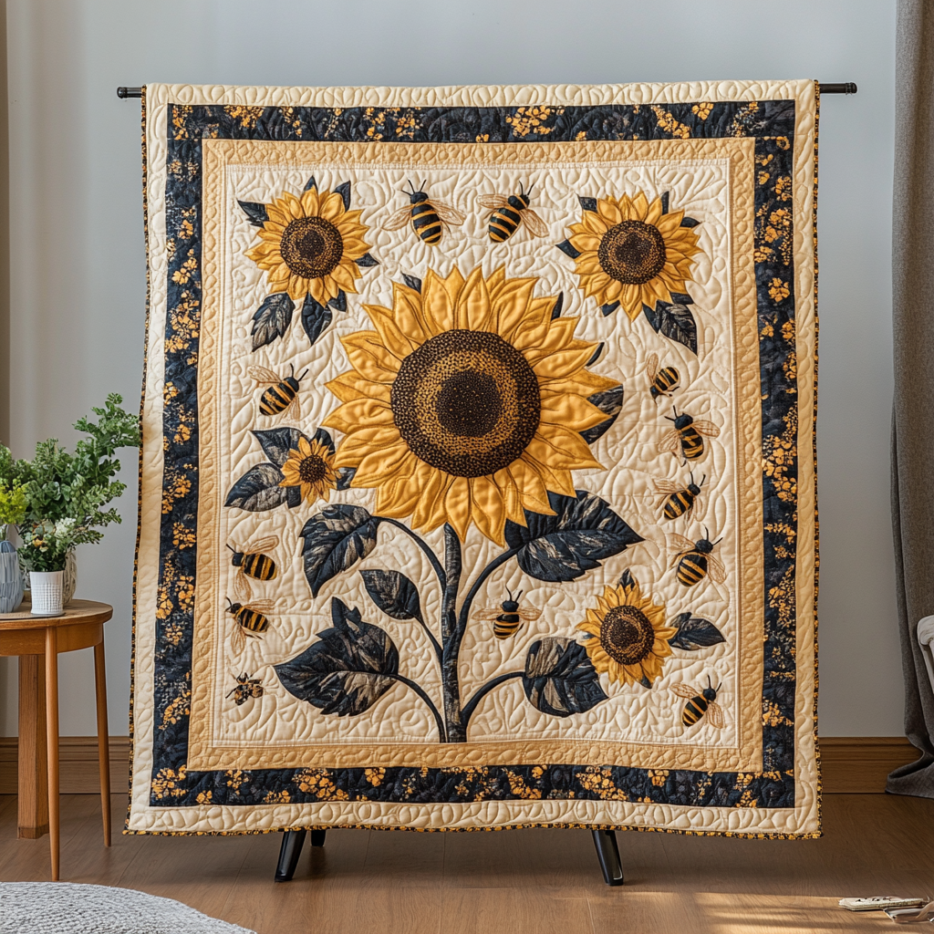 Golden Glow Quilted Blanket Sunflower Gifts For Her
