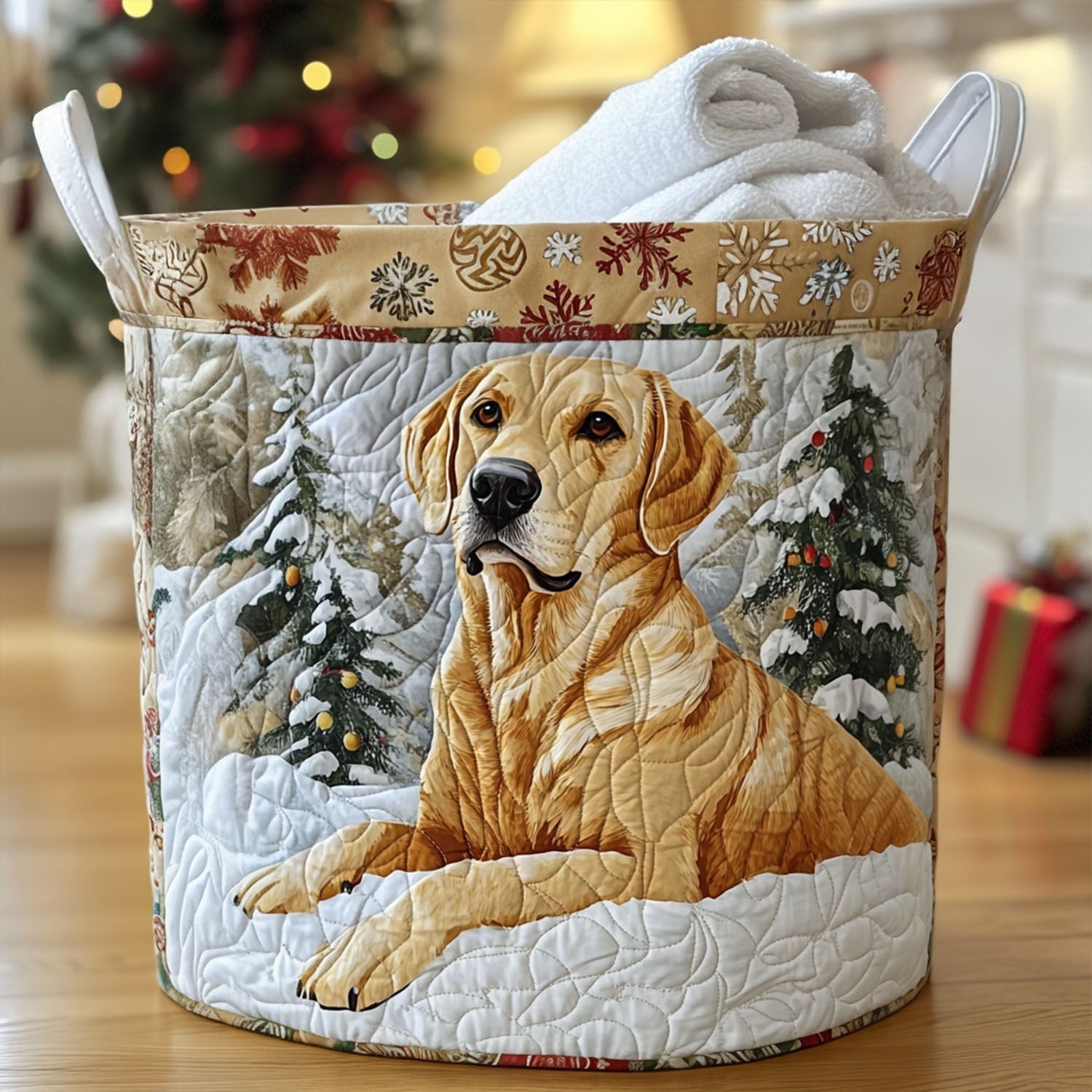 Golden Glow Quilted Laundry Basket Back To School Merch