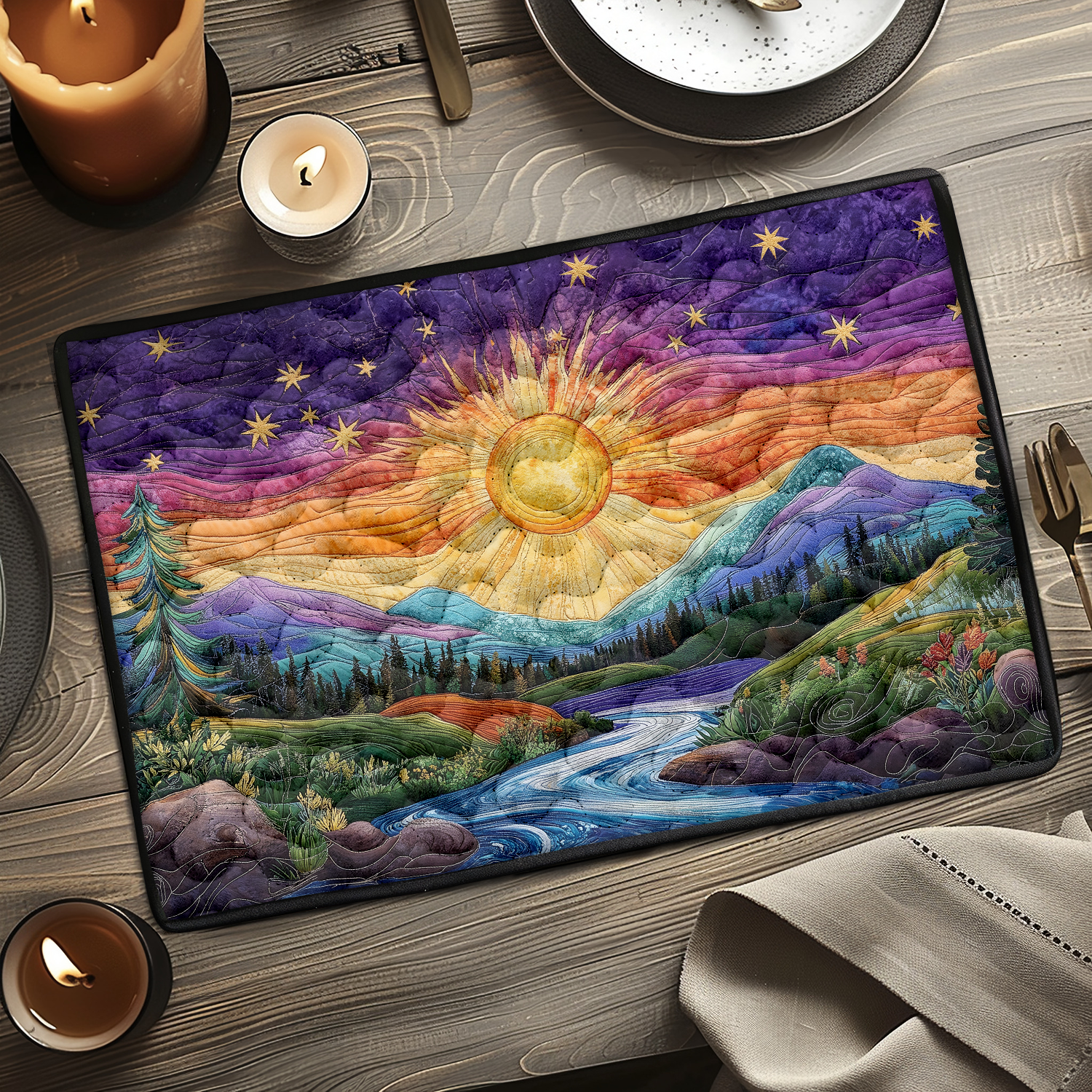 Golden Glow Quilted Place Mat Home Decor Items Cute Christmas Gifts For Girlfriend