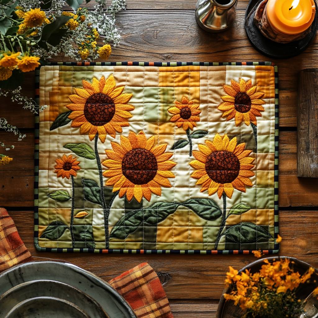 Golden Glow Quilted Place Mat House Decor Items Sunflower Gift Items