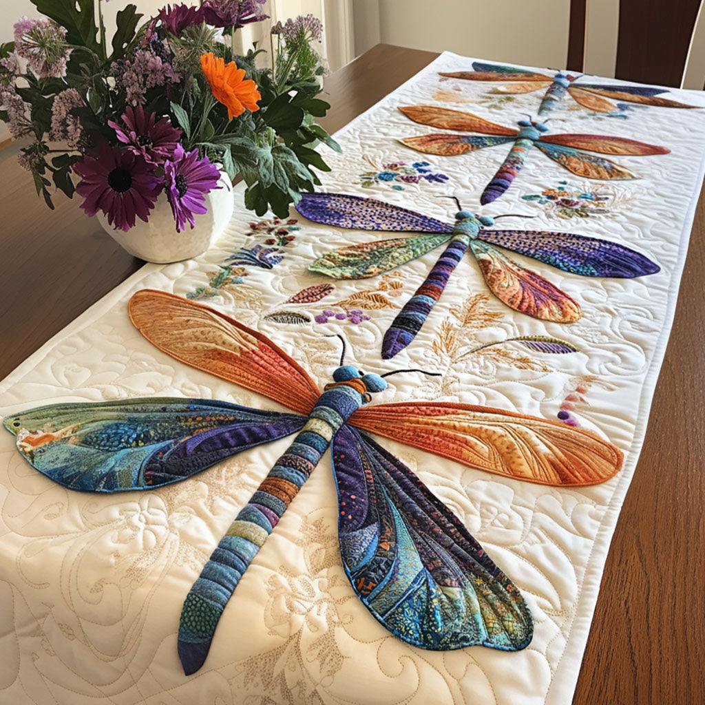 Golden Glow Quilted Table Runner Dining Room Table Decor Ideas Birthday Gifts For Dragonfly Lovers