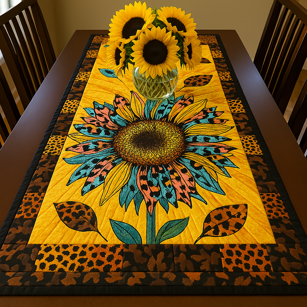 Golden Glow Quilted Table Runner Floral Table Cover Dinner Table Decor Ideas