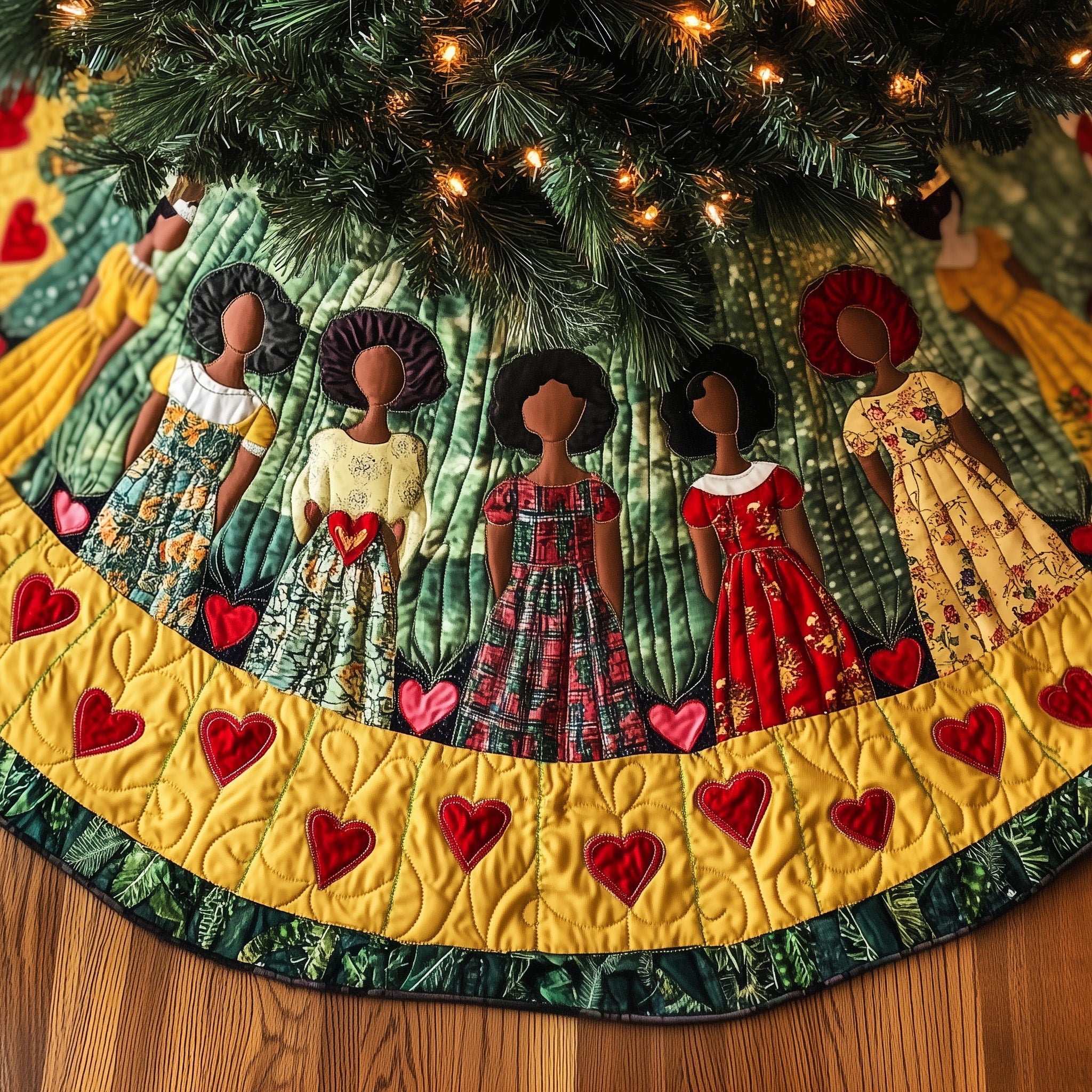 Golden Glow Quilted Tree Skirt Charming Thanksgiving Gift Merch