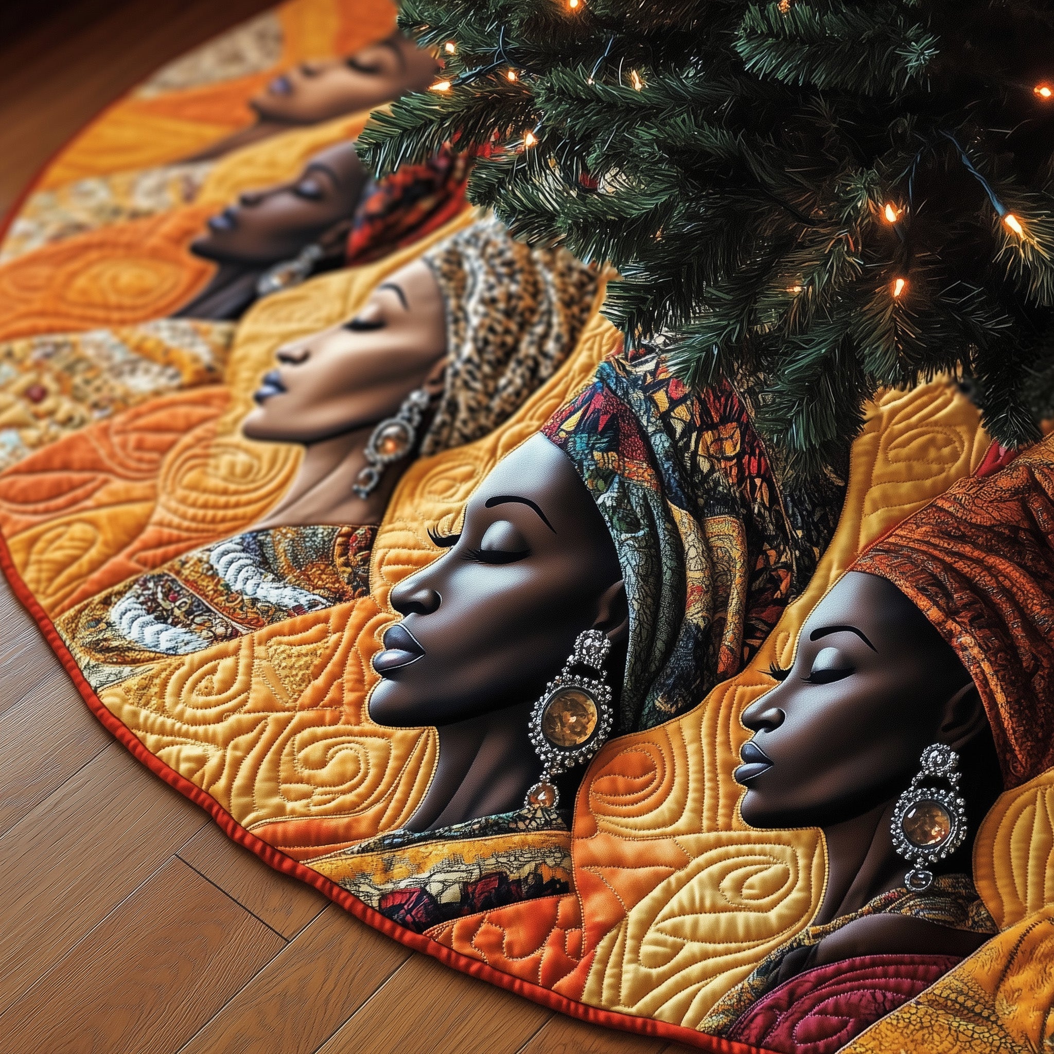Golden Glow Quilted Tree Skirt Thoughtful Gift Merch For Dad
