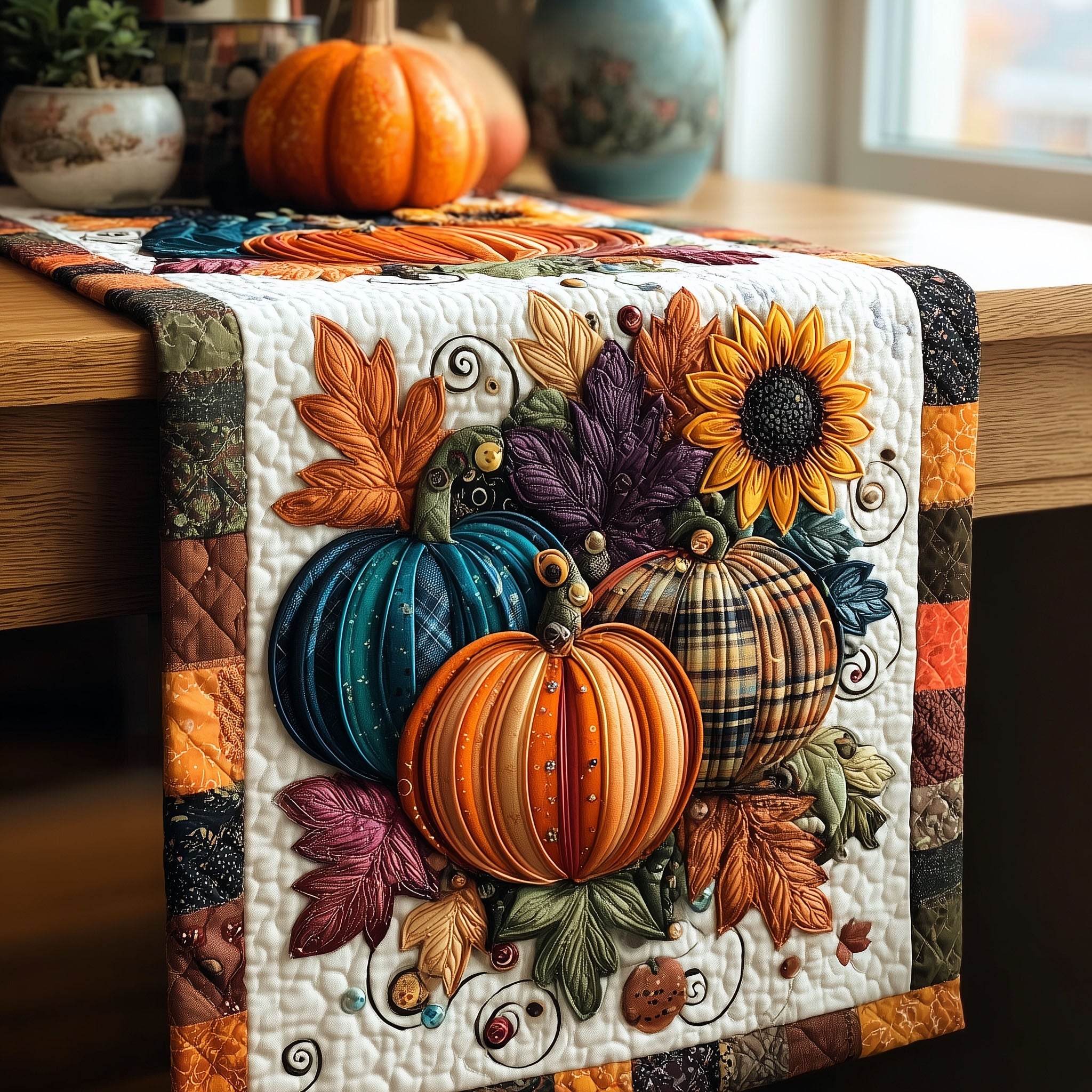 Golden Gourd Garden Quilted Table Runner Best Fall Table Runners Gifts For My Mother In Law