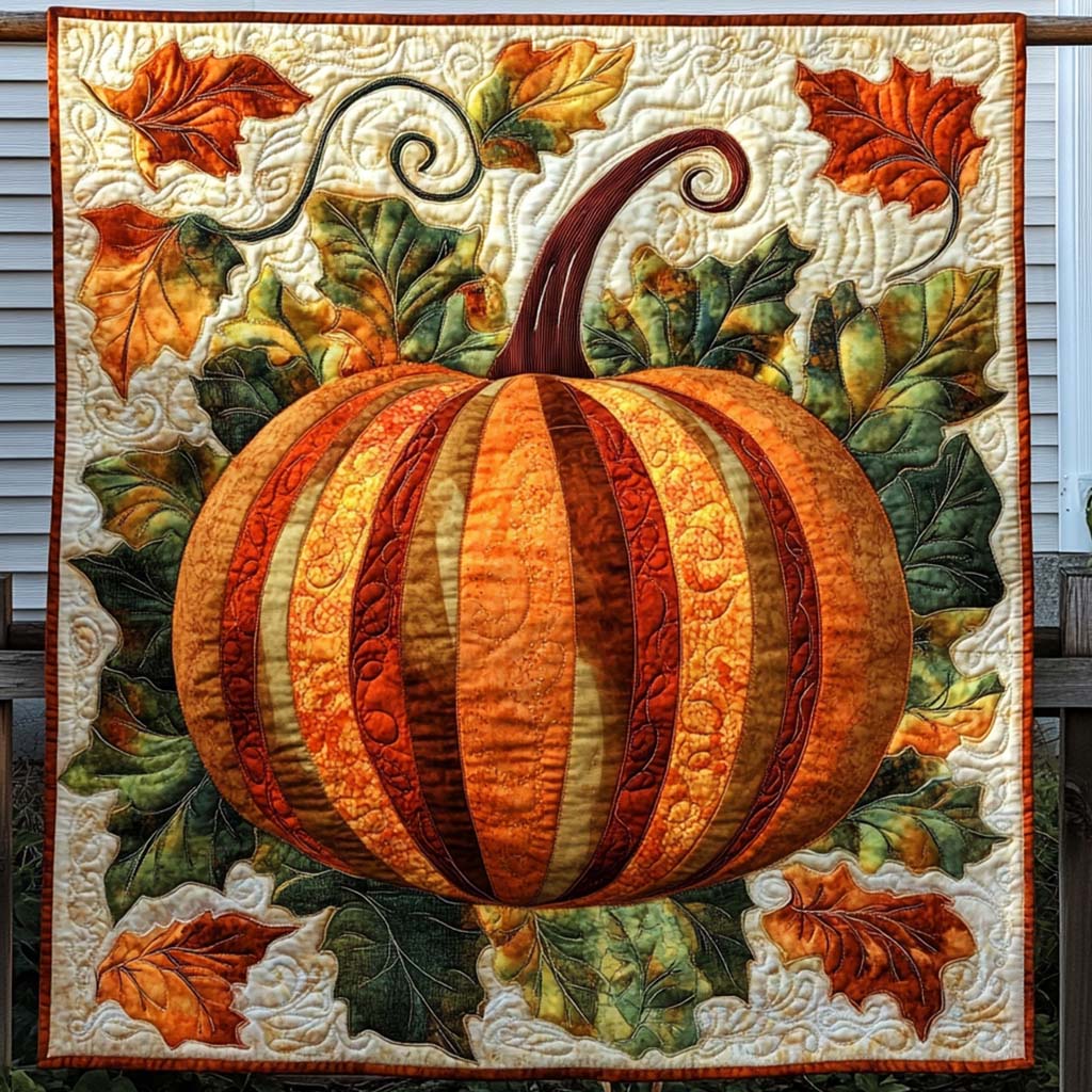 Golden Gourd Quilted Blanket Cozy Fall Gift Ideas
