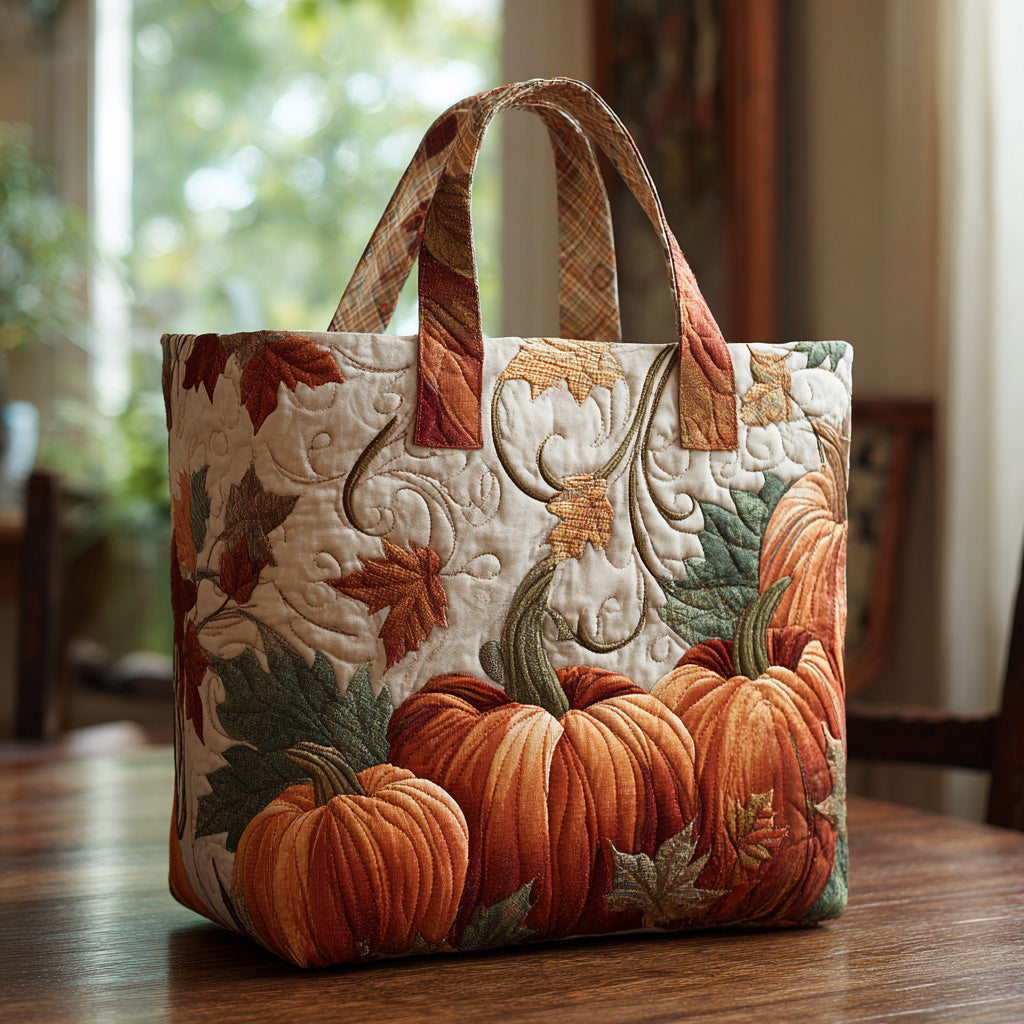 Golden Gourd Quilted Tote Bag Fall Autumn Gifts For Him
