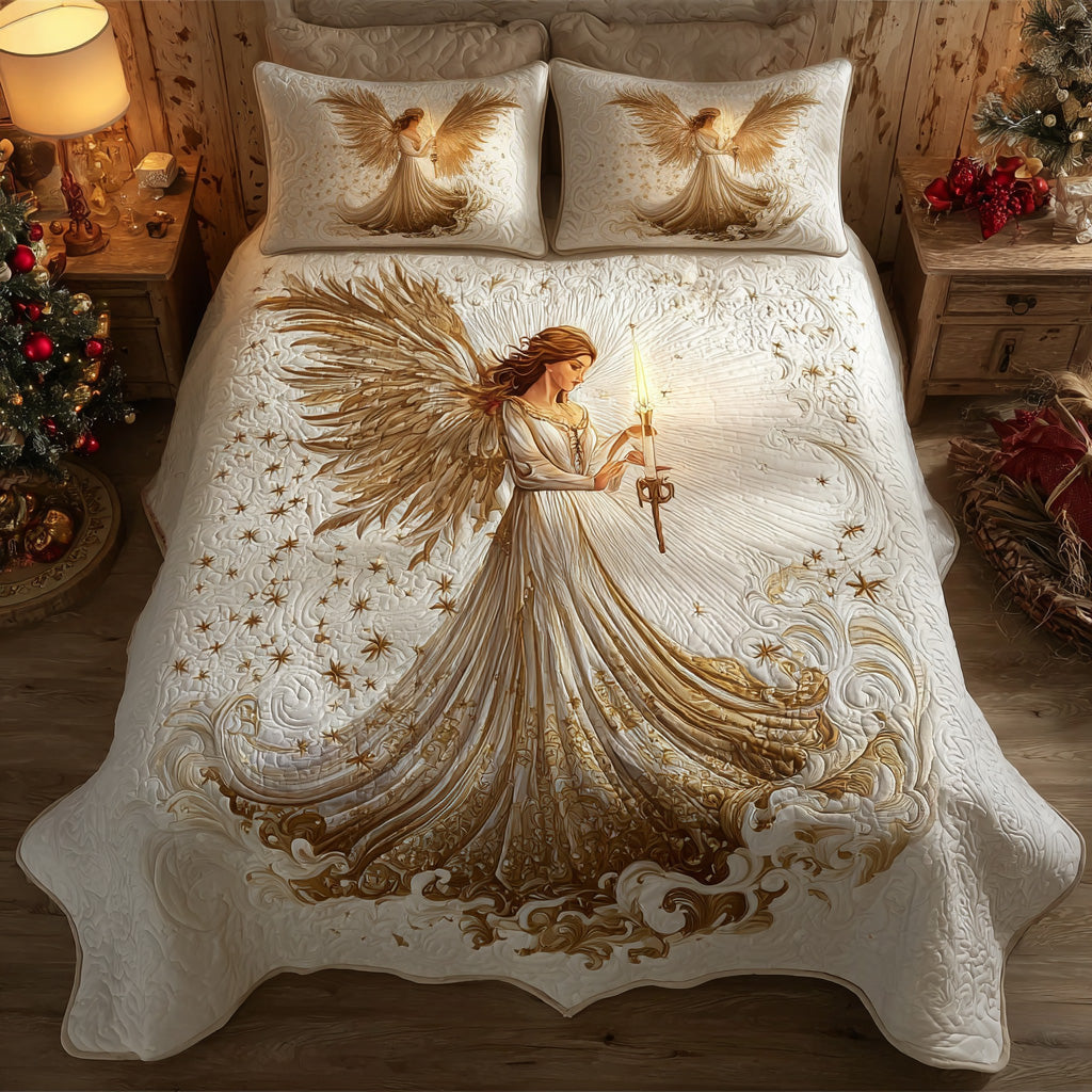 Golden Grace Quilted Bedding Set Holiday Duvet Sets Gifts For The Family Christmas