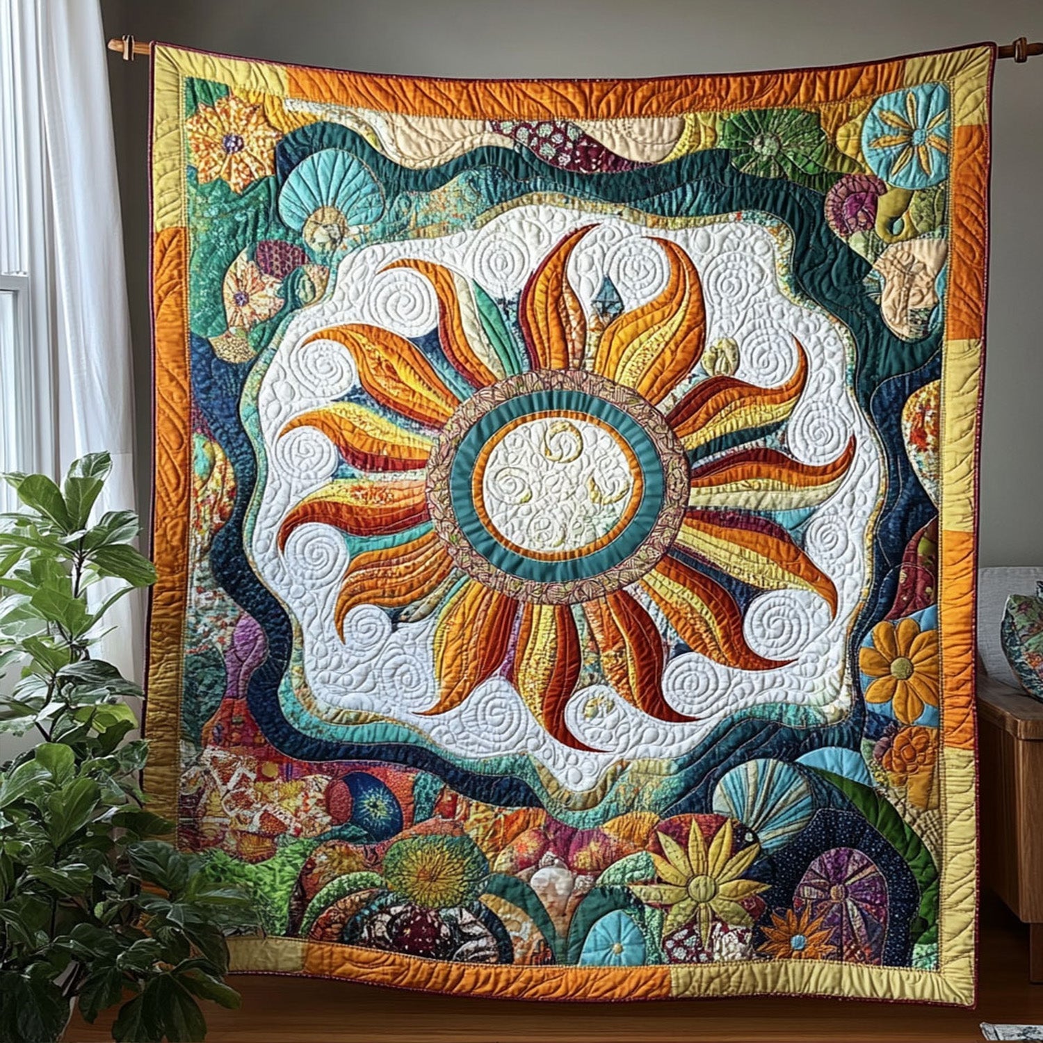 Golden Groove Quilted Blanket Best Couch Throw Blanket Best Christmas Gifts For Hippies