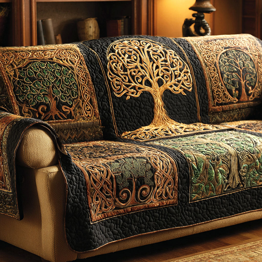 Golden Grove Quilted Sofa Cover Holiday Living Room Decor Tree Of Life Gifts For Him