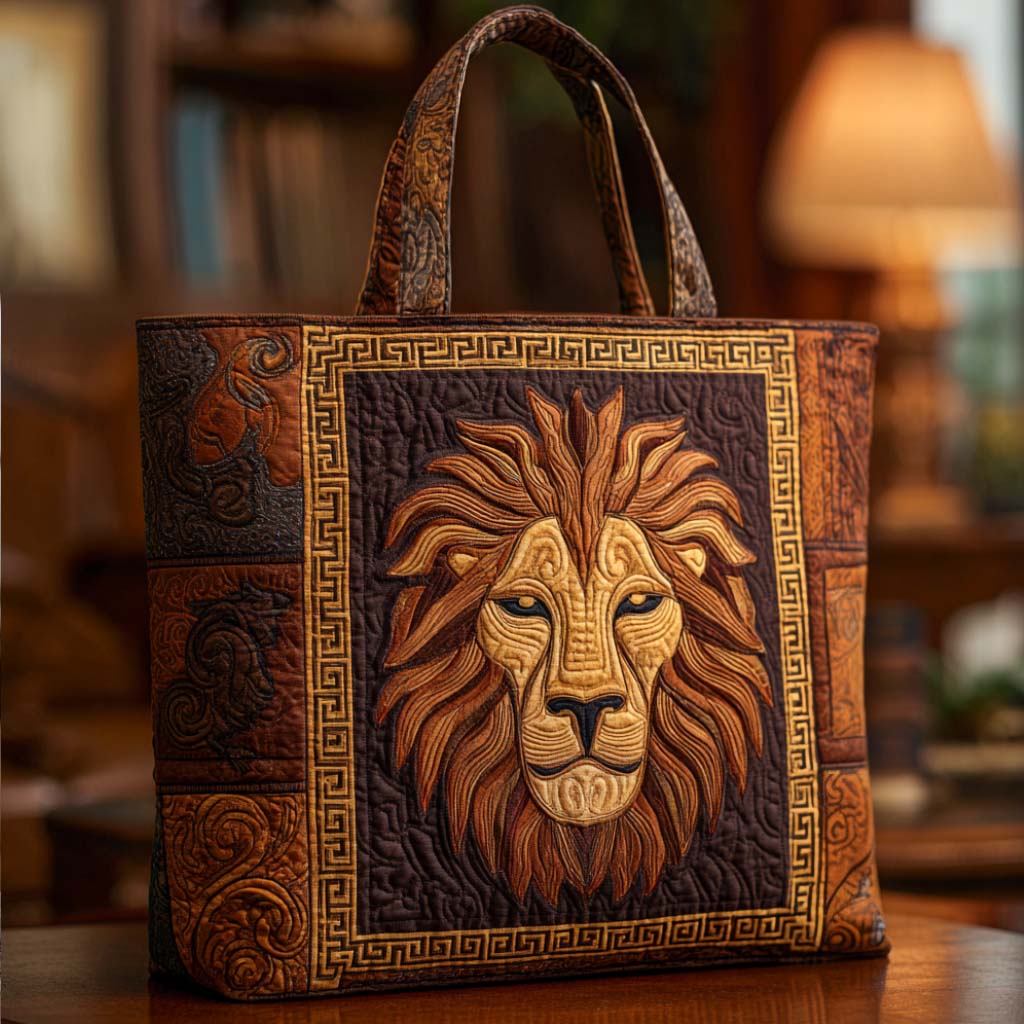 Golden Guard Quilted Tote Bag Christmas Presents For Lion Lovers
