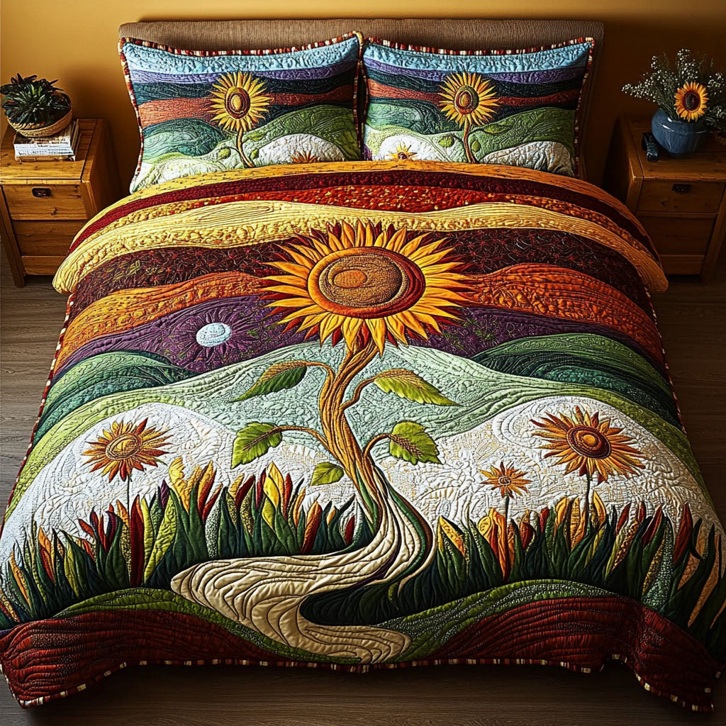 Golden Harvest Night Quilted Bedding Set Modern Bedding Set to Upgrade Your Bedroom