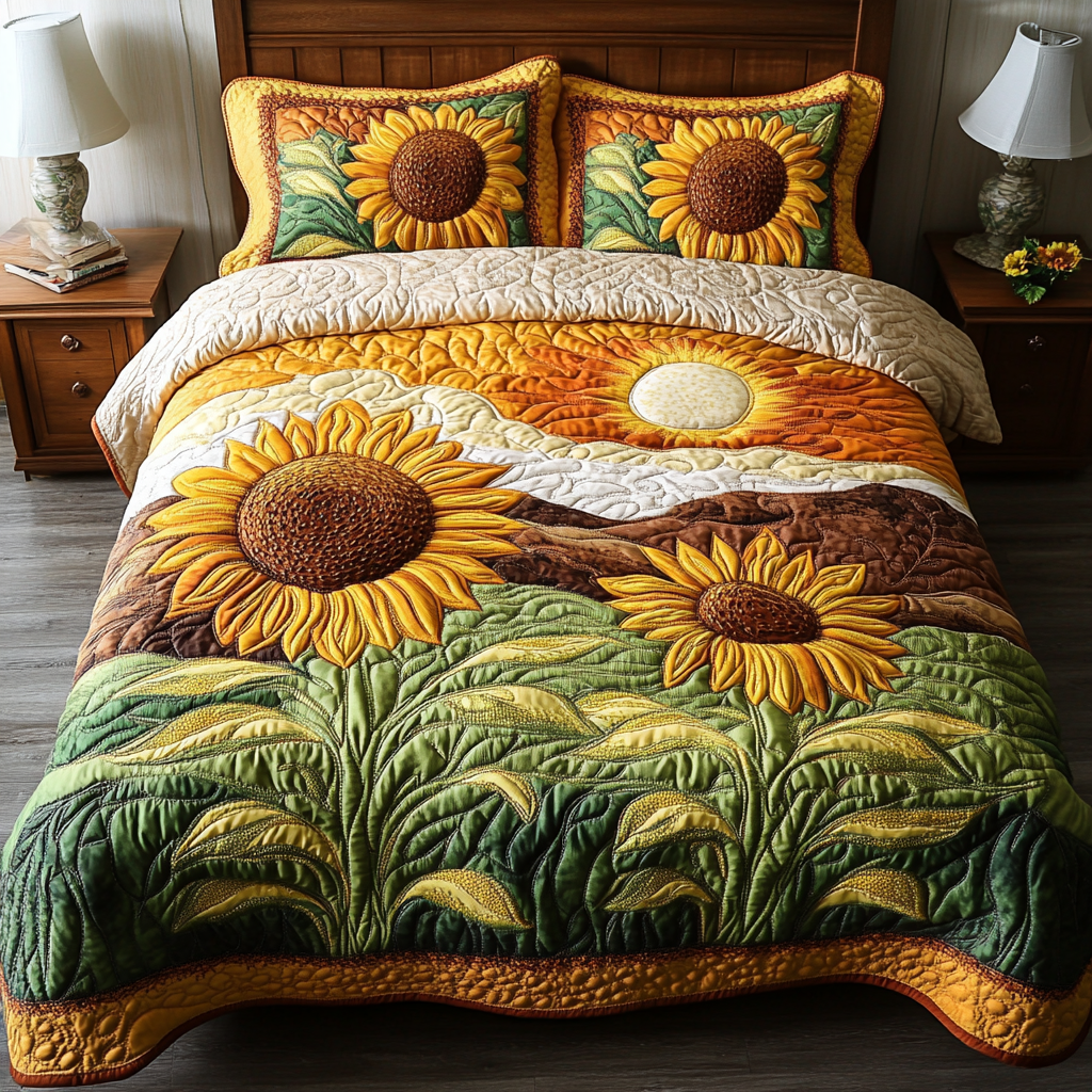 Golden Harvest Quilted Bedding Set Premium Comforter Set for Restful Nights