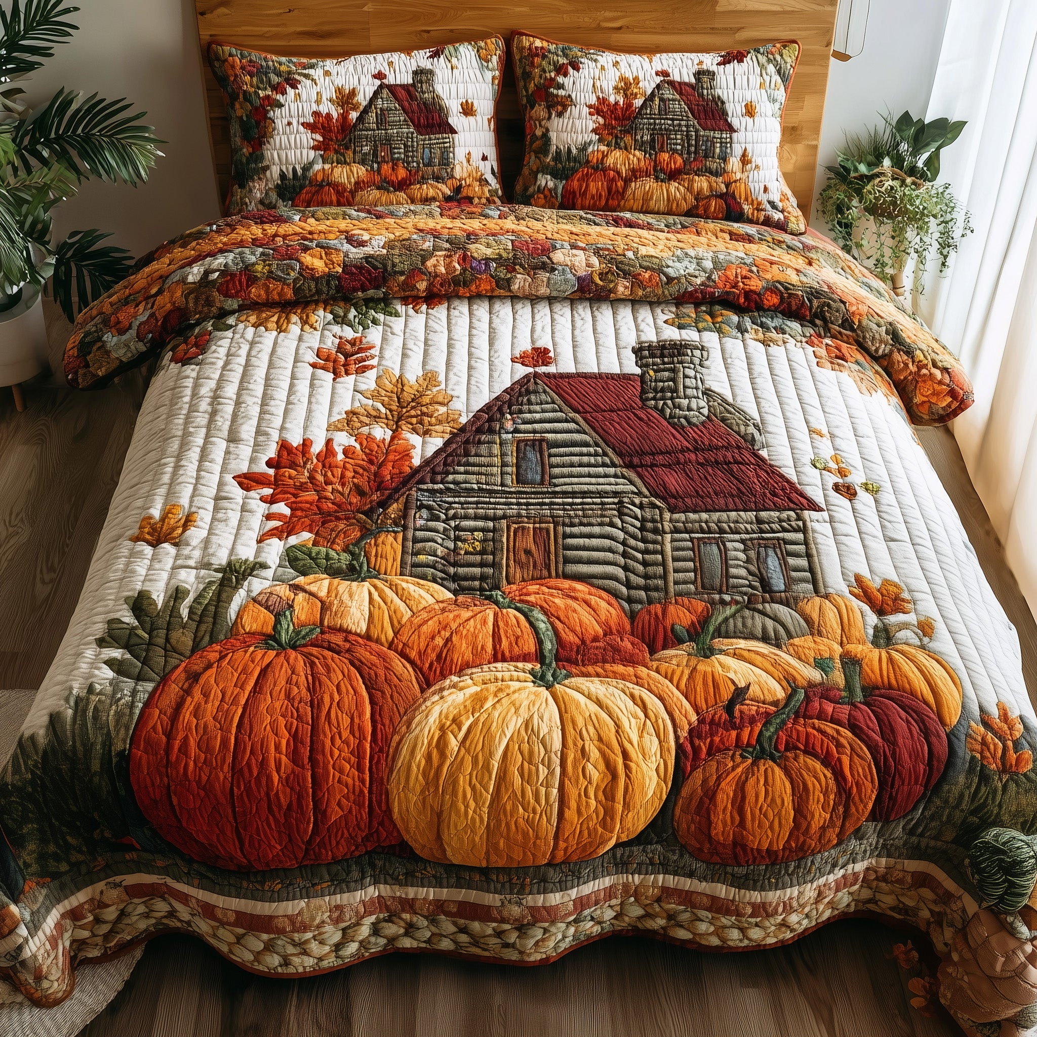Golden Harvest Quilted Bedding Set Relaxing Sleep