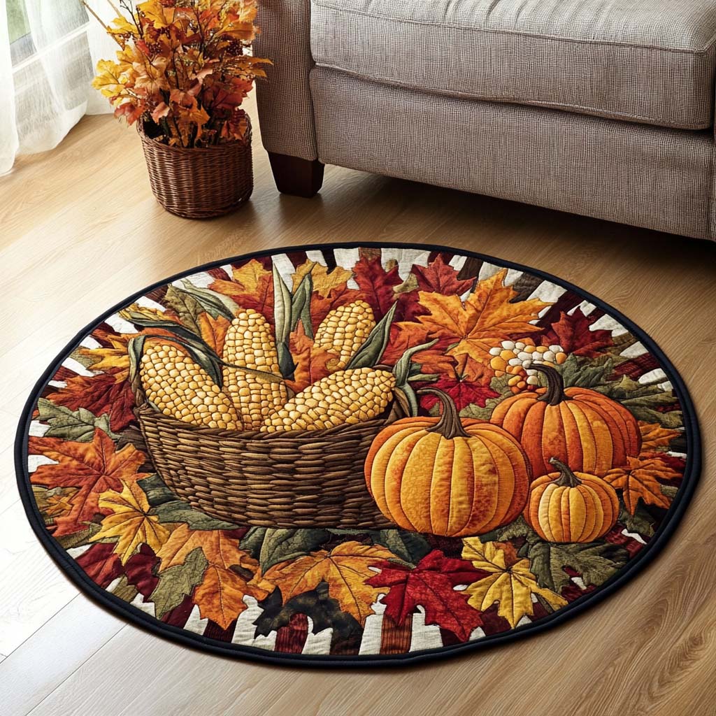 Golden Harvest Quilted Round Mat Entry Way Ideas Autumn Gifts Items