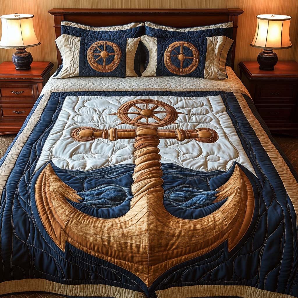 Golden Helm Quilted Bedding Set Best Christmas Duvet Cover Set Unique Sea Turtle Gifts