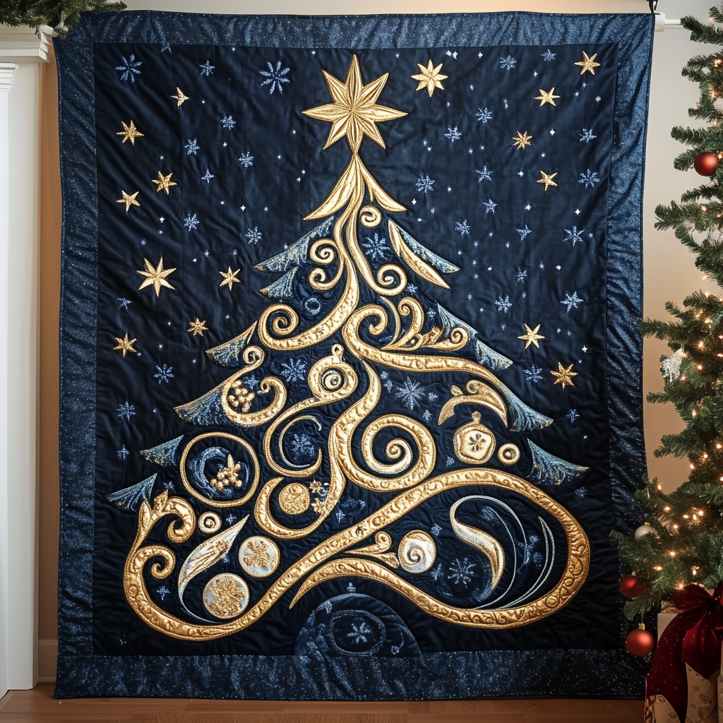 Golden Holiday Tree Quilted Blanket Christmas Ideas For Girlfriend