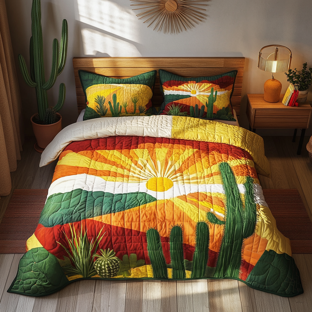 Golden Horizon Quilt Quilted Bedding Set Trendy Bedding Set for Bedroom Makeover