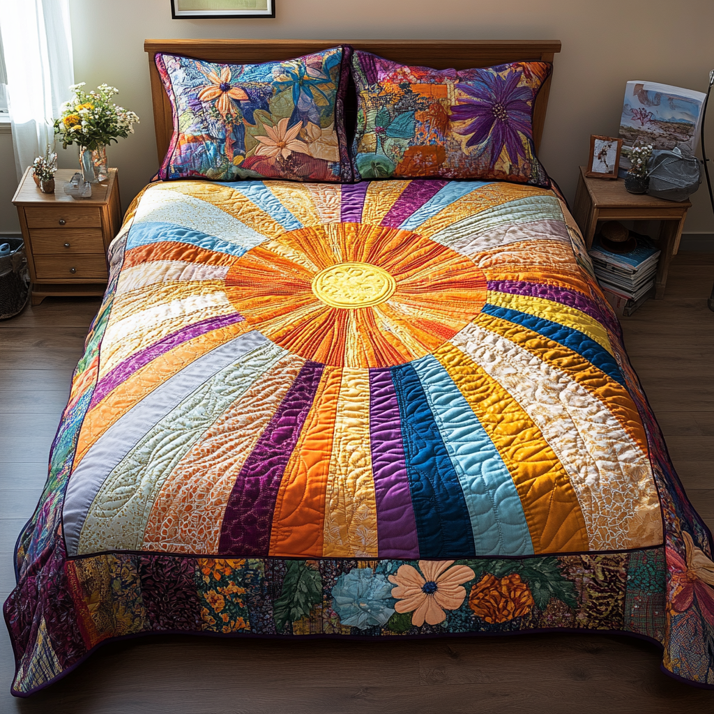 Golden Horizon Quilted Bedding Set Bedroom Decor Christmas Gift Ideas 2025