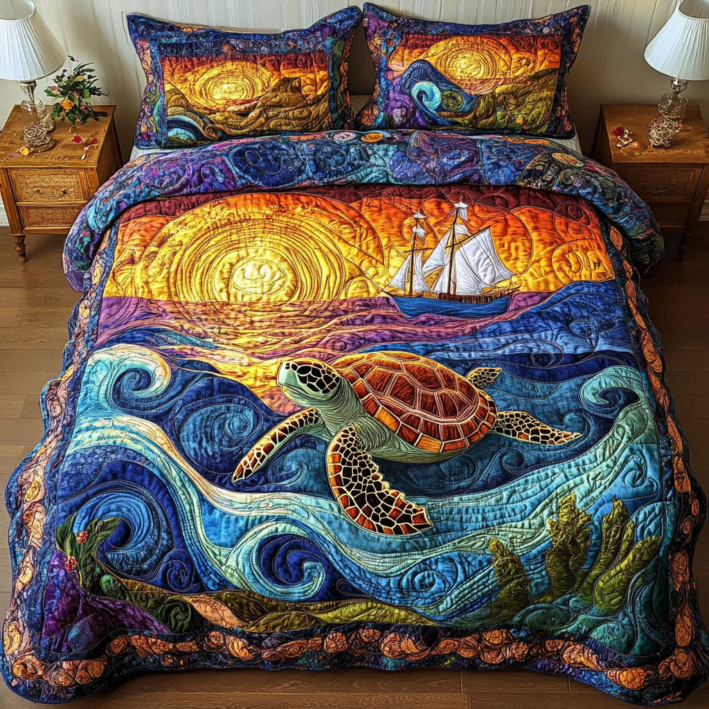 Golden Horizon Quilted Bedding Set Elegant Bed Linen Set for Cozy Nights