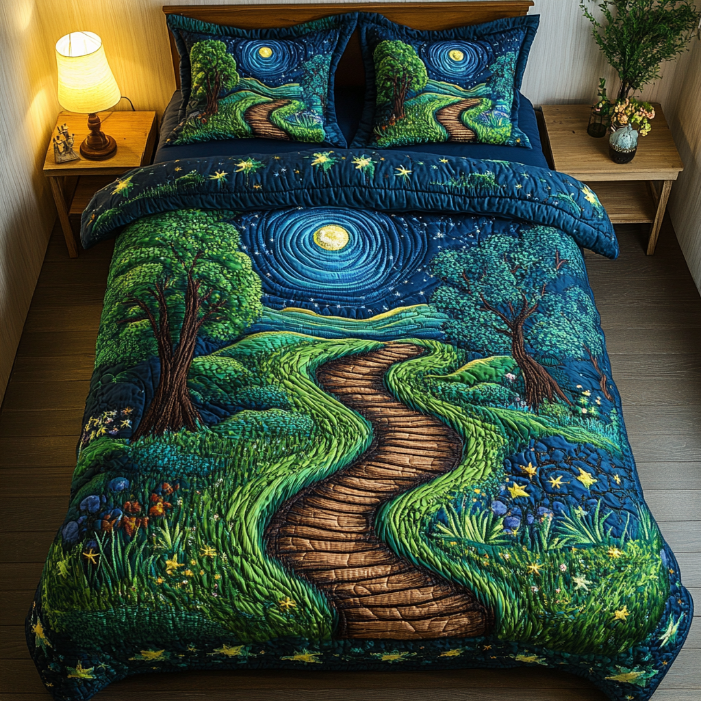 Golden Horizon Quilted Bedding Set Luxury Duvet Cover Set for Elegant Bedroom Decor