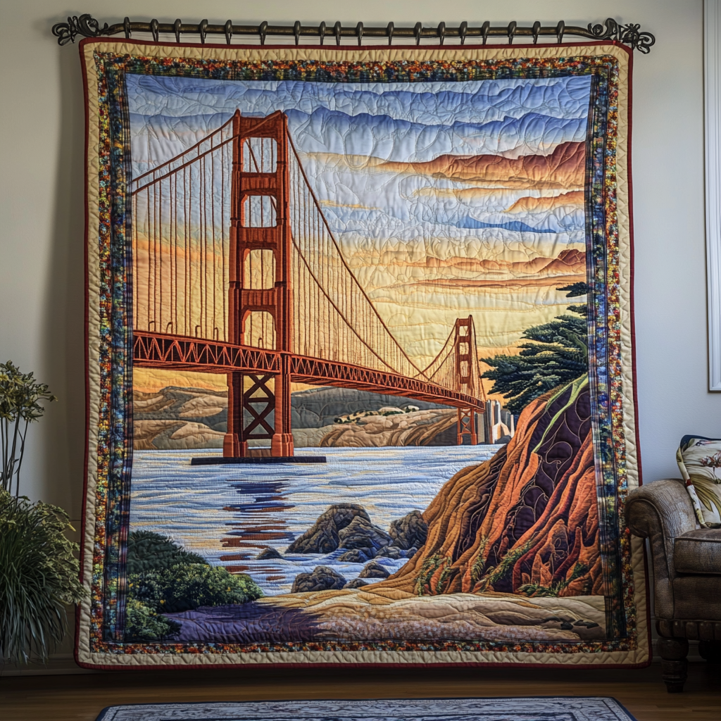 Golden Horizon Quilted Blanket Best Throw Blanket Christmas Gifts For Nature Lovers