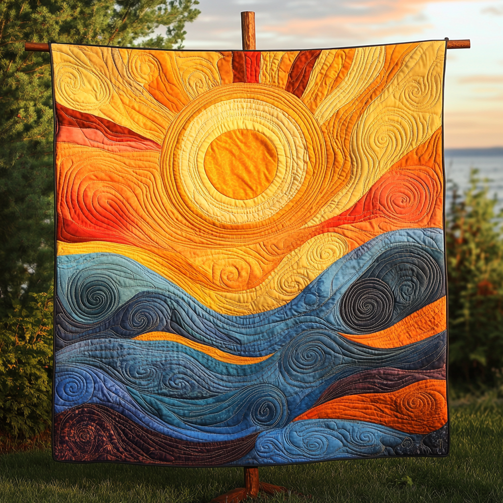 Golden Horizon Quilted Blanket Christmas Soft Blanket