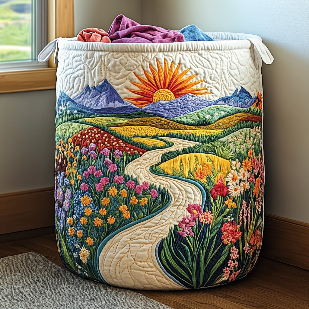 Golden Horizon Quilted Laundry Basket Holiday Season Merch