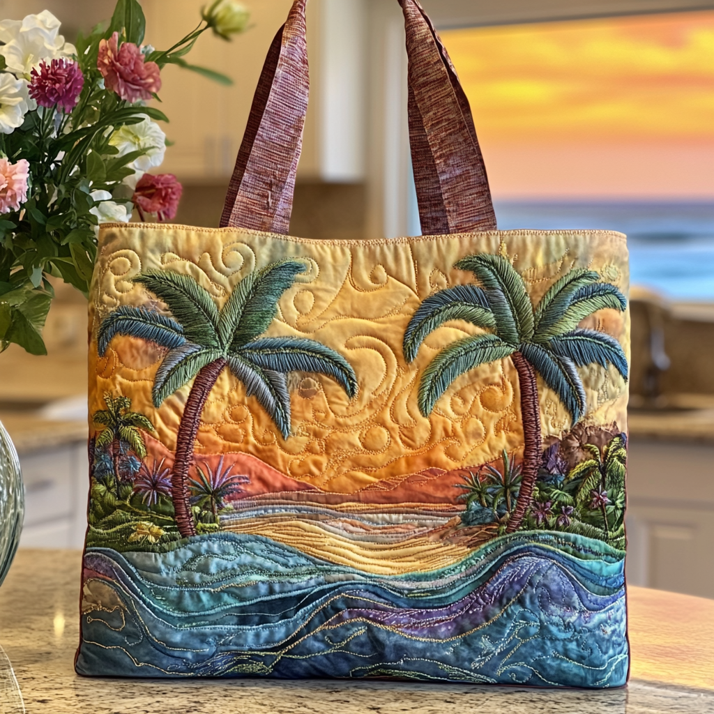 Golden Horizon Quilted Tote Bag Gifts For Beach Goers