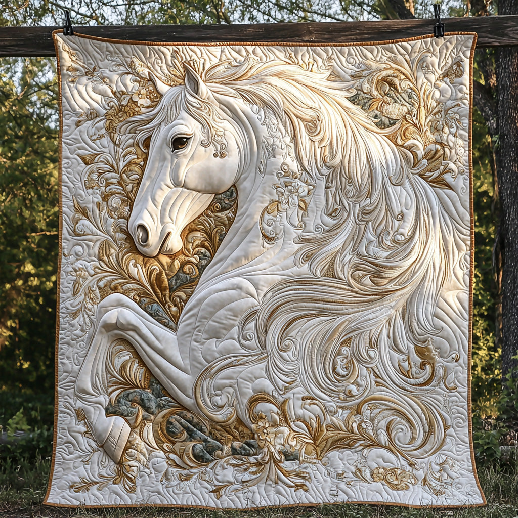 Golden Horse Quilted Blanket Christmas Holiday Christian Grad Gifts