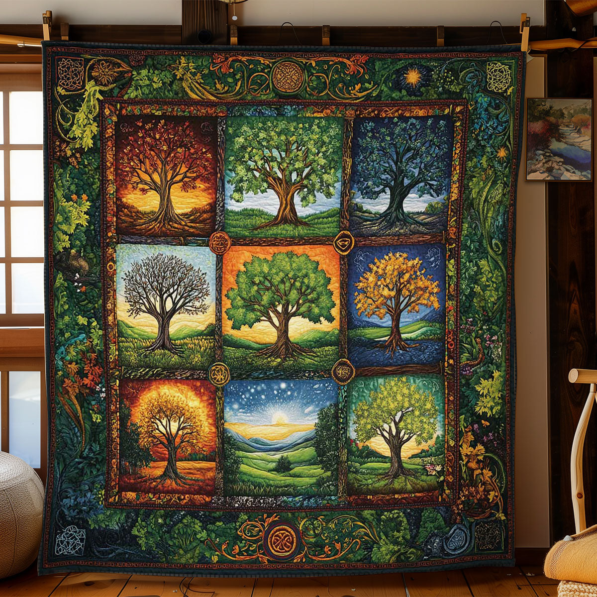 Golden Hour Tree Of Life Quilt Ultra-Soft Quilt Blanket for Hotel-Like Experience