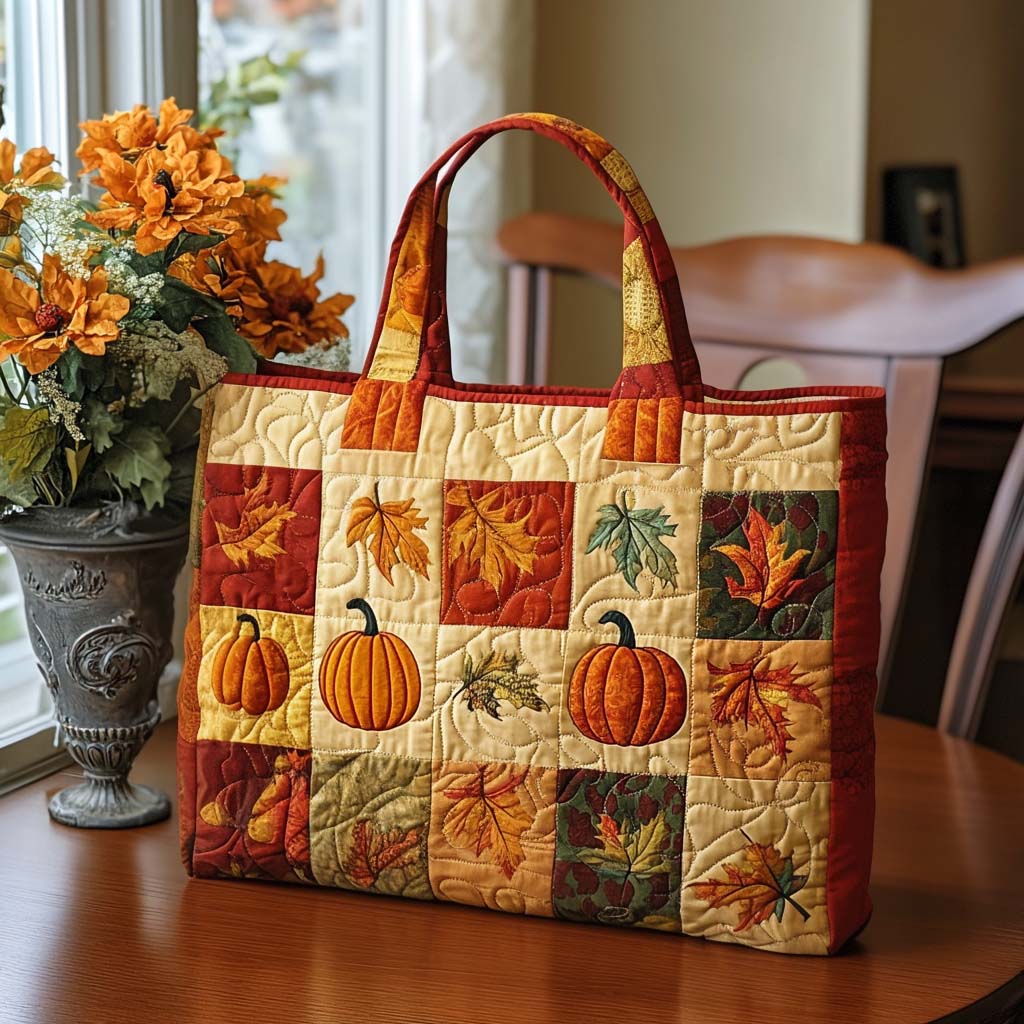 Golden Hours Quilted Tote Bag Autumn Themed Gifts