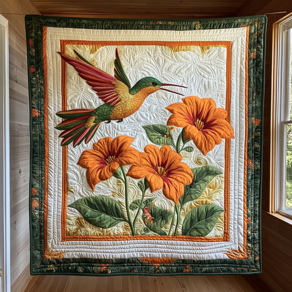 Golden Hummer Quilt Elegant Quilt Blanket for Relaxing Evenings