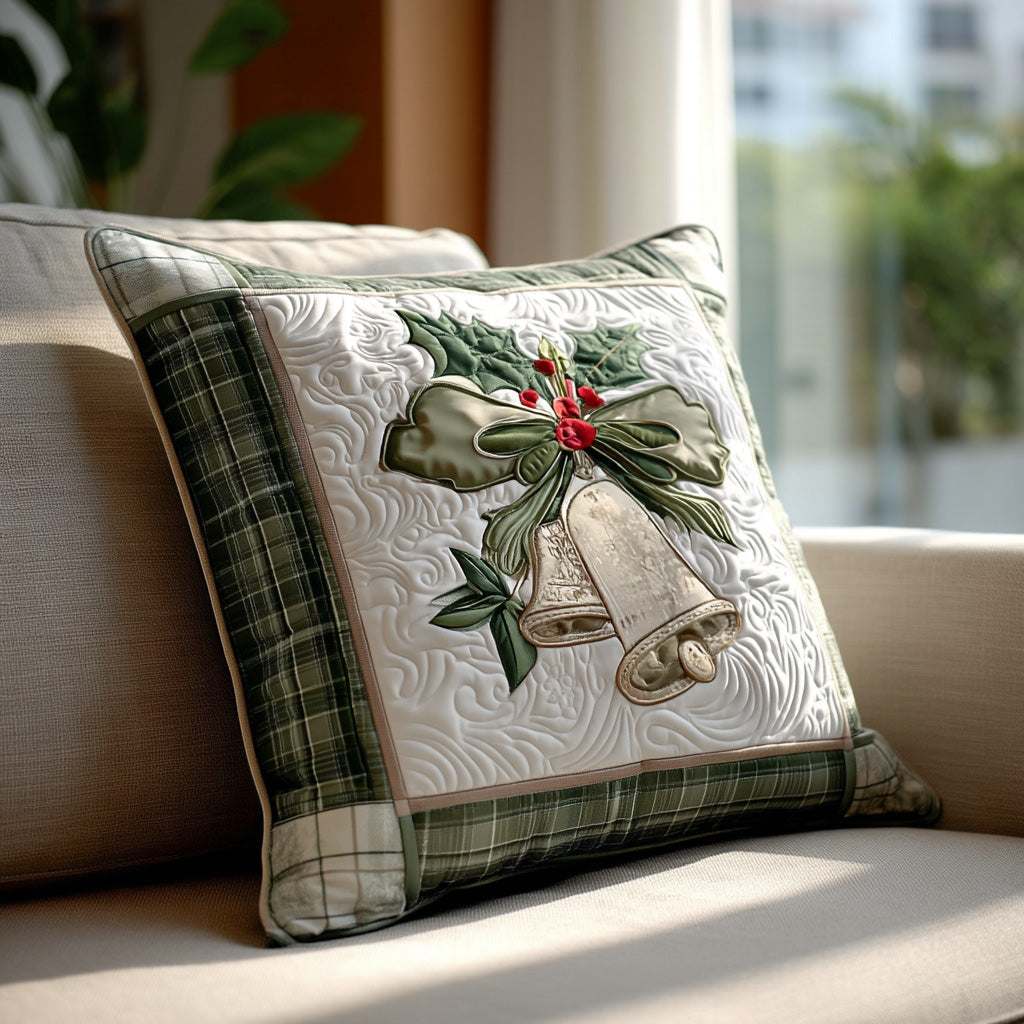 Golden Jingle Quilted Pillow Case Christmas Pillow Case Covers Christmas Gifts