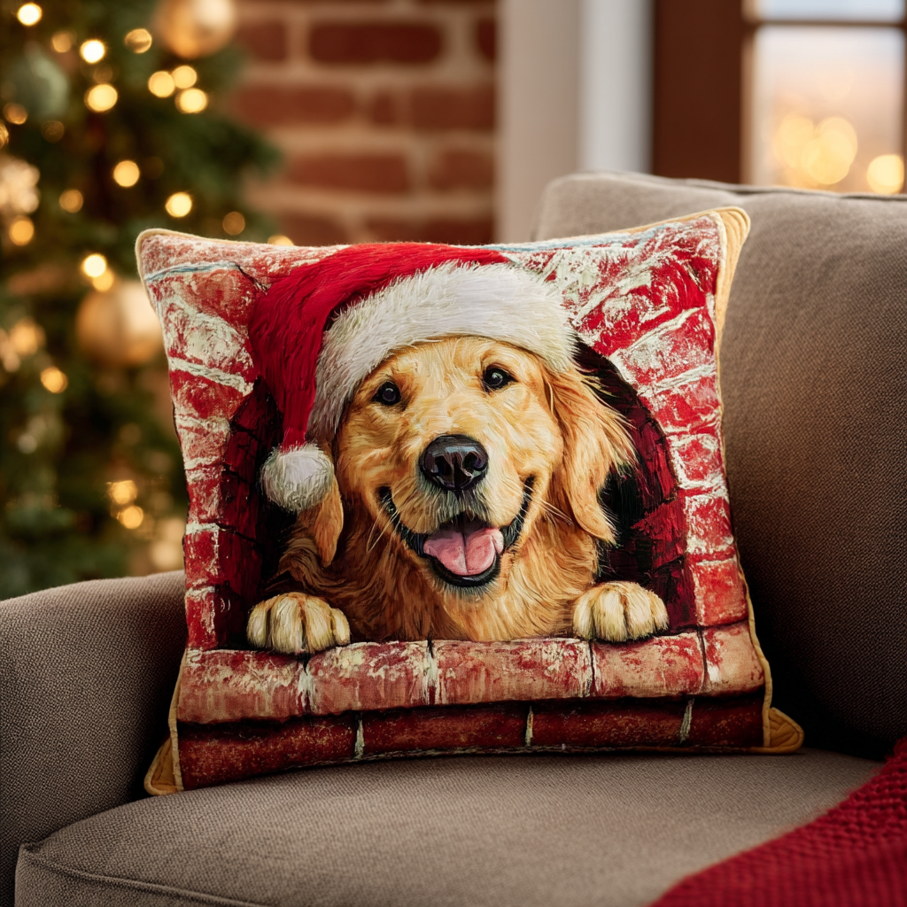 Golden Joy Quilted Pillow Case Holiday Pillow Covers Christmas Gifts For Golden Retriever Lovers