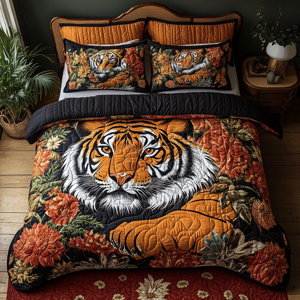 Golden Jungle Quilted Bedding Set Soft Bedding Set That Makes a Great Christmas Gift