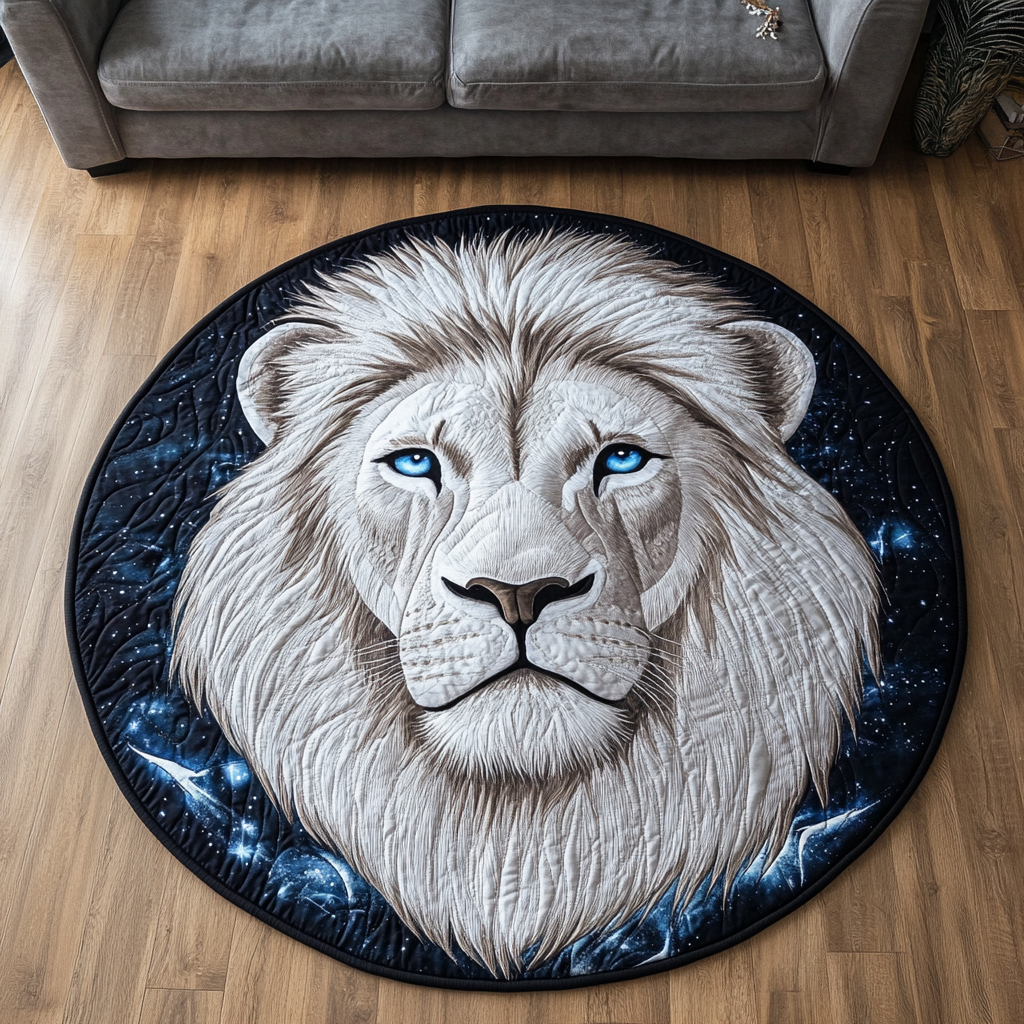 Golden King Quilted Round Mat Christmas Entry Way Decor Lion Gifts For Adults