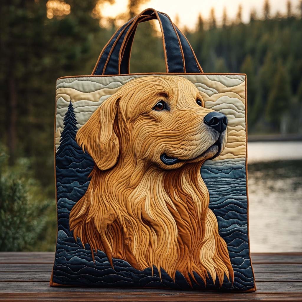 Golden Lake Serenity Quilted Tote Bag Unique Beach Gifts