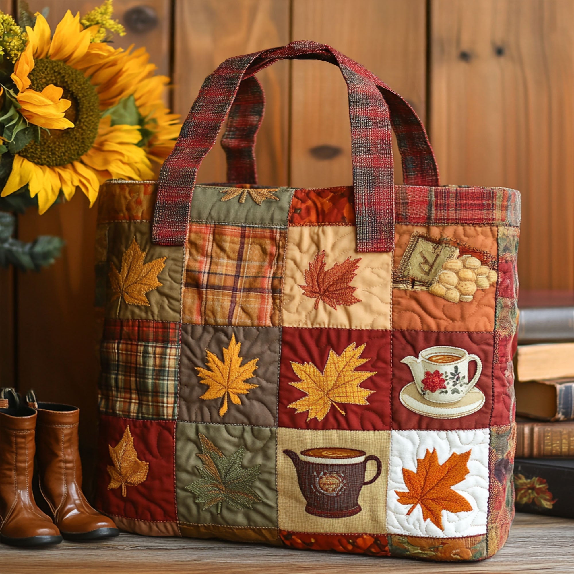 Golden Leaves Quilted Tote Bag Best Autumn Gifts
